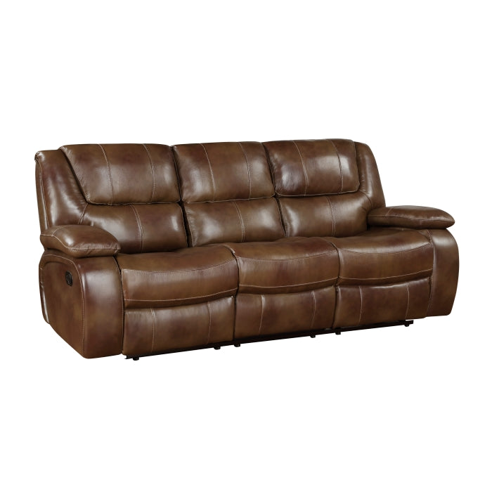 Ellicott 2-Piece Motion Sofa & Loveseat Set – Brown Top Grain Leather Match & Recliner Ends | Homelegance