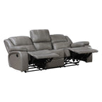 Ellicott 2-Piece Motion Sofa & Loveseat Set – Grey Top Grain Leather Match & Recliner Ends – 9639GY-2PC