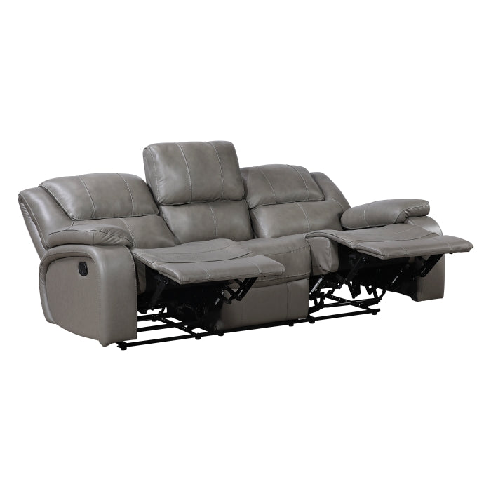 Homelegance 9639GY-2PC 2 pc Ellicott grey top grain leather match motion sofa and love seat set recliner ends