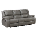 Ellicott 2-Piece Motion Sofa & Loveseat Set – Grey Top Grain Leather Match & Recliner Ends – 9639GY-2PC