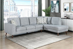 Homelegance 9644BGY-23L5R 2 pc Broadway grey chenille fabric mid-century modern sectional sofa with chaise