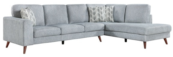 Homelegance 9644BGY-23L5R 2 pc Broadway grey chenille fabric mid-century modern sectional sofa with chaise