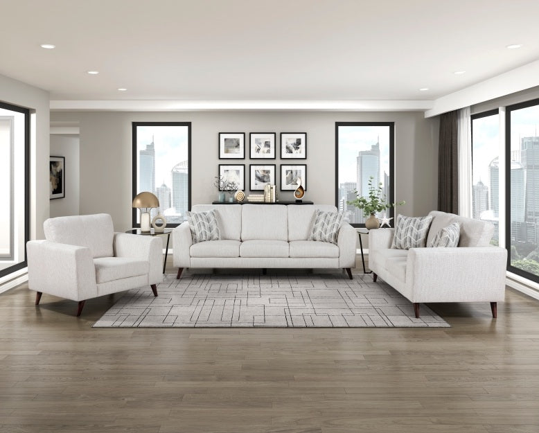 Homelegance 9644SVE-2PC 2 pc Broadway silver cloud chenille fabric mid-century modern sofa and love seat set