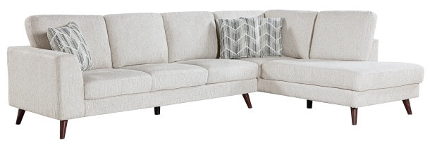 Homelegance 9644SVE-23L5R 2 pc Broadway silver cloud chenille fabric mid-century modern sectional sofa with chaise