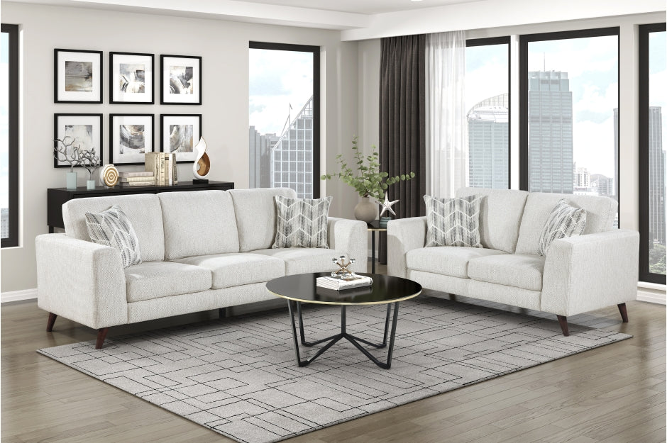 Homelegance 9644SVE-2PC 2 pc Broadway silver cloud chenille fabric mid-century modern sofa and love seat set