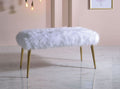 Acme 96450 Bagley II gold metal legs and faux white fur seat cushion footstool bedroom bench