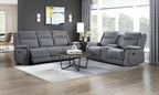 Homelegance 9646GRY-SL 2 pc Dean grey polished microfiber fabric sofa and love seat set recliner ends console on loveseat