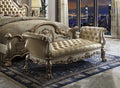 Acme 96488 Dresden gold patina finish wood bone faux leather button tufted bench