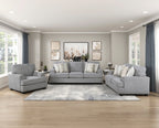Homelegance Bradford Grey Chenille Sofa and Love Seat Set with Set-Back Arms – 9648GY-2PC