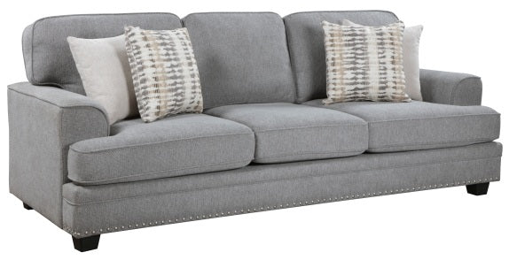 Homelegance Bradford Grey Chenille Sofa and Love Seat Set with Set-Back Arms – 9648GY-2PC