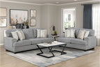 Homelegance Bradford Grey Chenille Sofa and Love Seat Set with Set-Back Arms – 9648GY-2PC