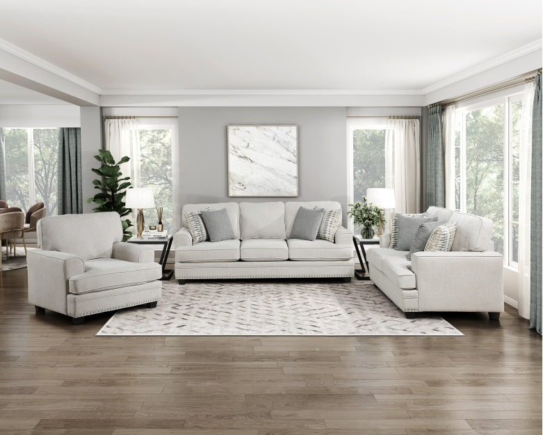 Homelegance 9648SN-2PC 2 pc Bradford sand chenille fabric sofa and love seat set with set back arms