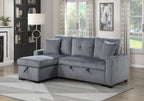 Homelegance 9649DG-SC 2 pc Rhett dark gray corduroy fabric sectional sofa reversible storage chaise and pop up sleep area