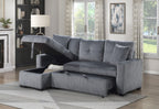 Homelegance 9649DG-SC 2 pc Rhett dark gray corduroy fabric sectional sofa reversible storage chaise and pop up sleep area