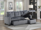 Homelegance 9649DG-SC 2 pc Rhett dark gray corduroy fabric sectional sofa reversible storage chaise and pop up sleep area