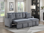 Homelegance 9649DG-SC 2 pc Rhett dark gray corduroy fabric sectional sofa reversible storage chaise and pop up sleep area