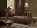 Acme 96544 Versailles ii cherry oak finish wood brown faux leather chaise lounger