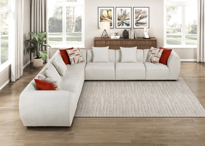 Homelegance 9669CN-73CR4AC  7 pc Traverse beige teddy bear boucle fabric modular sectional sofa rounded arms