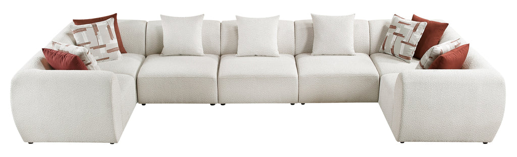 Homelegance 9669CN-73CR4AC  7 pc Traverse beige teddy bear boucle fabric modular sectional sofa rounded arms