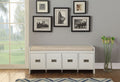 Acme 96775 Berci white finish wood and beige fabric bedroom accent bench with storage drawers