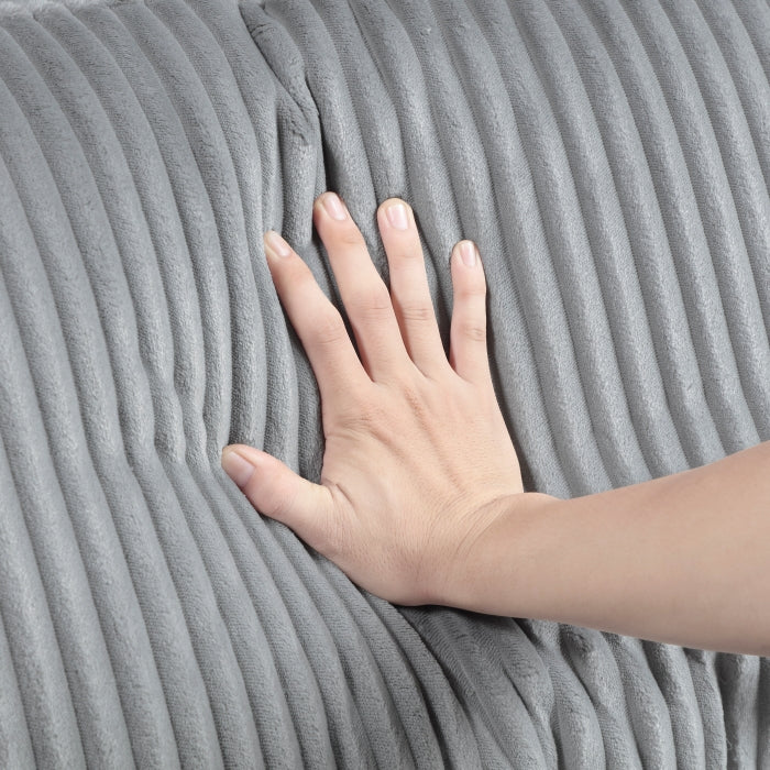 Homelegance 9688GY-63CR2ACOT  6 pc Robstown grey textured microfiber fabric modular sectional sofa with ottoman and wood legs