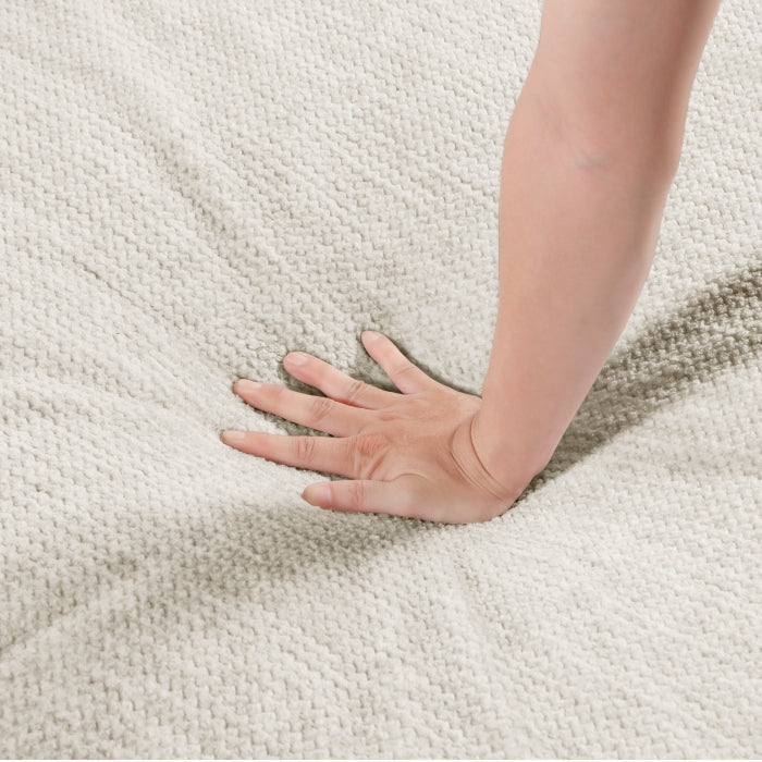 Homelegance 9688NBE-63CR2ACOT  6 pc Robstown beige textured microfiber fabric modular sectional sofa with ottoman and wood legs