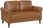Homelegance Hector Brown Faux Leather Sofa and Love Seat Set with Rounded Arms – 9690BRW-SL
