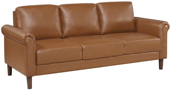 Homelegance 9690BRW-SL 2 pc Hector brown faux leather sofa and love seat set rounded arms