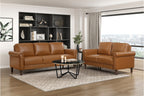 Homelegance Hector Brown Faux Leather Sofa and Love Seat Set with Rounded Arms – 9690BRW-SL