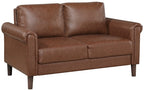 Homelegance 9690CHC-SL 2 pc Hector chocolate brown faux leather sofa and love seat set rounded arms
