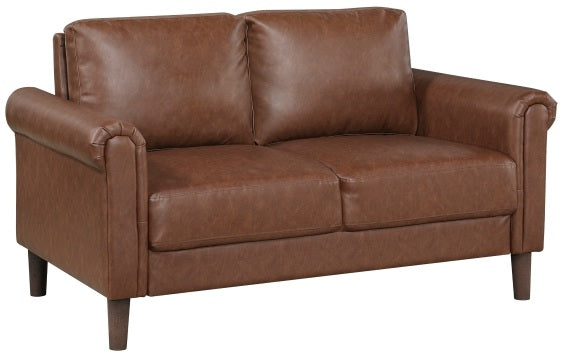 Homelegance 9690CHC-SL 2 pc Hector chocolate brown faux leather sofa and love seat set rounded arms