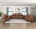 Homelegance 9690CHC-SL 2 pc Hector chocolate brown faux leather sofa and love seat set rounded arms