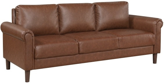 Homelegance 9690CHC-SL 2 pc Hector chocolate brown faux leather sofa and love seat set rounded arms