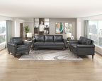 Homelegance Hector Dark Grey Faux Leather Sofa and Love Seat Set with Rounded Arms – 9690DGY-SL