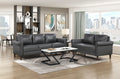 Homelegance Hector Dark Grey Faux Leather Sofa and Love Seat Set with Rounded Arms – 9690DGY-SL