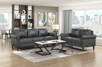 Homelegance Hector Dark Grey Faux Leather Sofa and Love Seat Set with Rounded Arms – 9690DGY-SL