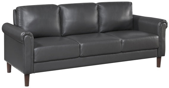 Homelegance Hector Dark Grey Faux Leather Sofa and Love Seat Set with Rounded Arms – 9690DGY-SL