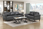 Homelegance Hector Dark Grey Faux Leather Sofa and Love Seat Set with Rounded Arms – 9690DGY-SL
