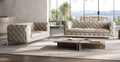 Global United 970BG-2PC 2 pc Divanitalia modern style beige genuine leather sofa and love seat set all over tufting