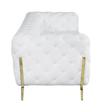 Global United 970WH-2PC 2 pc Divanitalia modern style white genuine leather sofa and love seat set all over tufting