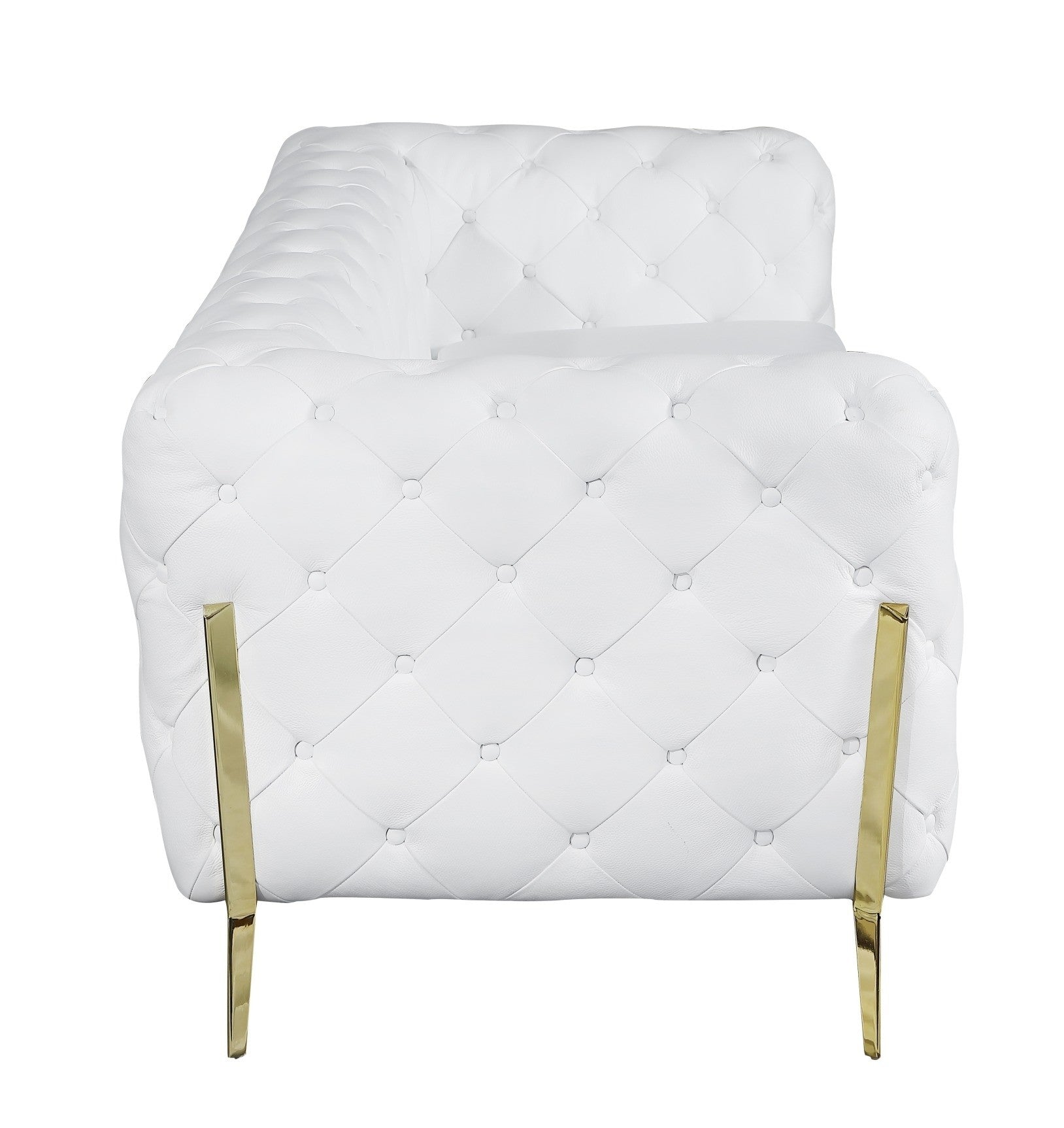 Global United 970WH-2PC 2 pc Divanitalia modern style white genuine leather sofa and love seat set all over tufting