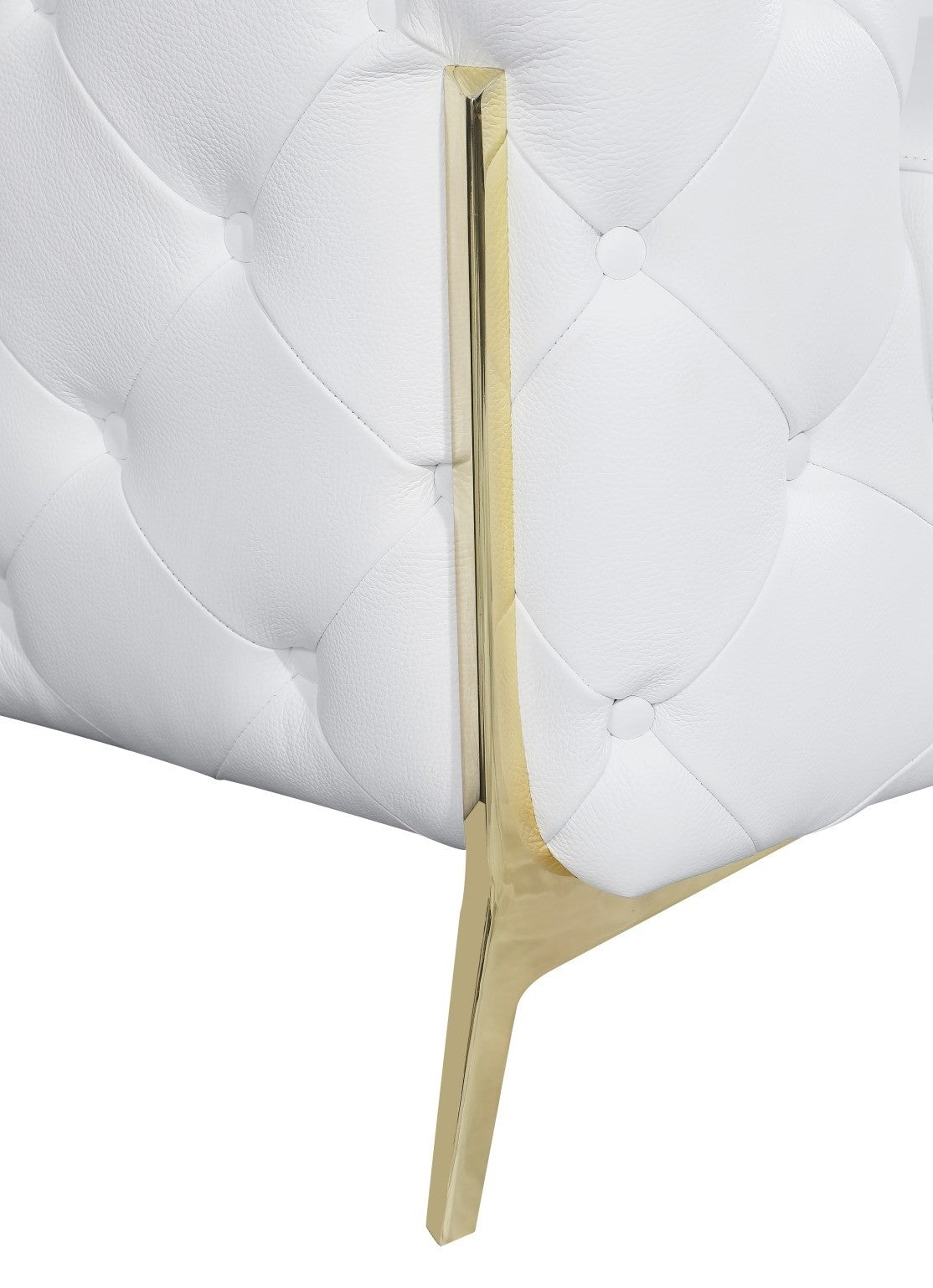 Global United 970WH-2PC 2 pc Divanitalia modern style white genuine leather sofa and love seat set all over tufting