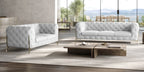 Global United 970WH-2PC 2 pc Divanitalia modern style white genuine leather sofa and love seat set all over tufting