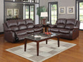 Homelegance 9700BRW-2PC 2 pc cranley brown bonded leather match double reclining sofa and love seat set.