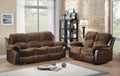 Homelegance 9700FCP 2 pc cranley 2 tone chocolate textured microfiber and brown faux leather double reclining sofa and love seat set