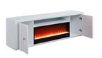97022 Reid 70.5" wide high gloss white finish wood electric fireplace with color change LED and built in speakers
