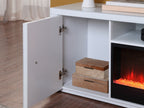 97022 Reid 70.5" wide high gloss white finish wood electric fireplace with color change LED and built in speakers