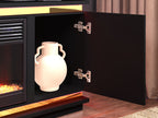 97024BK Tristan 70.5" wide high gloss black finish wood gold trim electric fireplace with color change LED and built in speakers