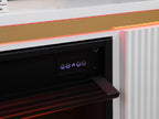 97024 Tristan 70.5" wide high gloss white finish wood gold trim electric fireplace with color change LED and built in speakers