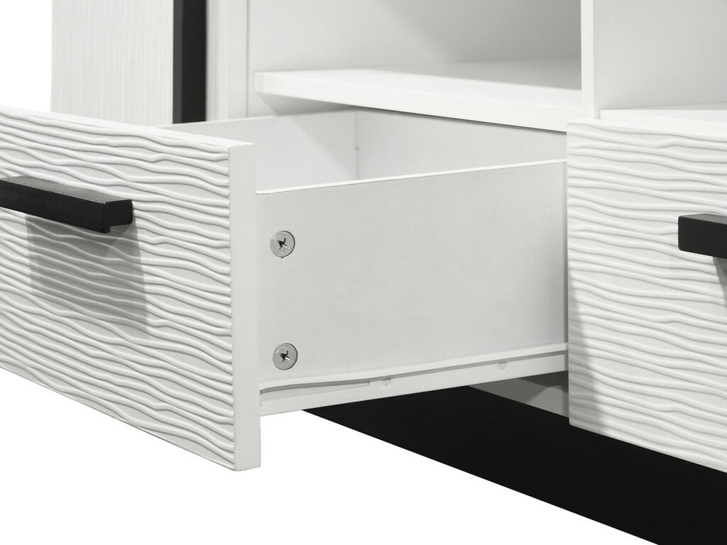 Matilda White Wavy Front TV Stand with Drawers and Cabinets – 97030